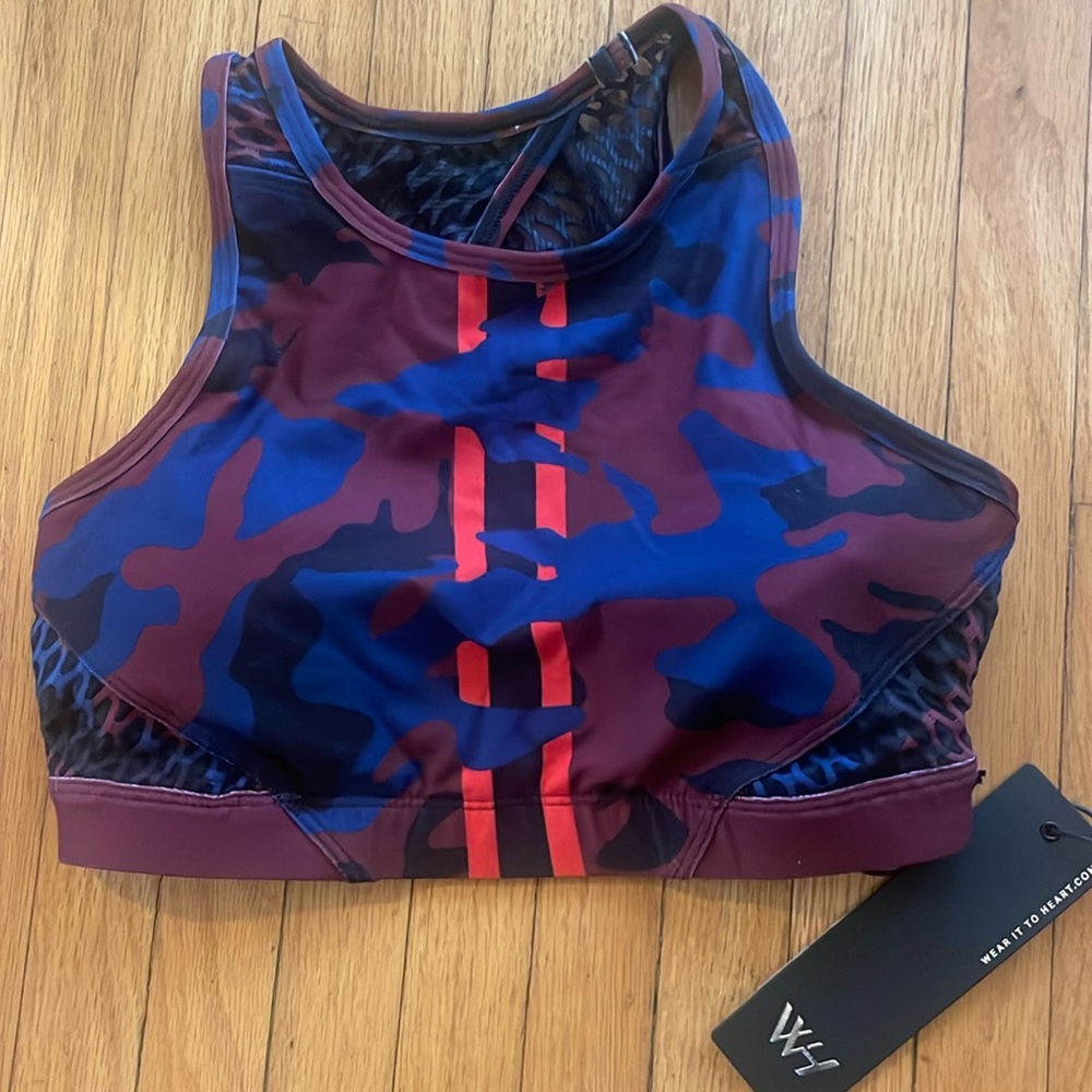 WITH Wear It To Heart High Neck Bra 2.0 Burgundy Camo - NWT